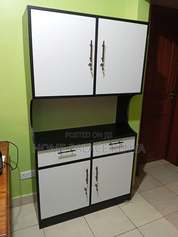 Kitchen Cabinet: Two-Tone Wooden Lockable Kitchen Storage Cabinet