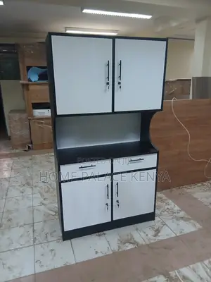 Kitchen Cabinet: Two-Tone Wooden Lockable Kitchen Storage Cabinet