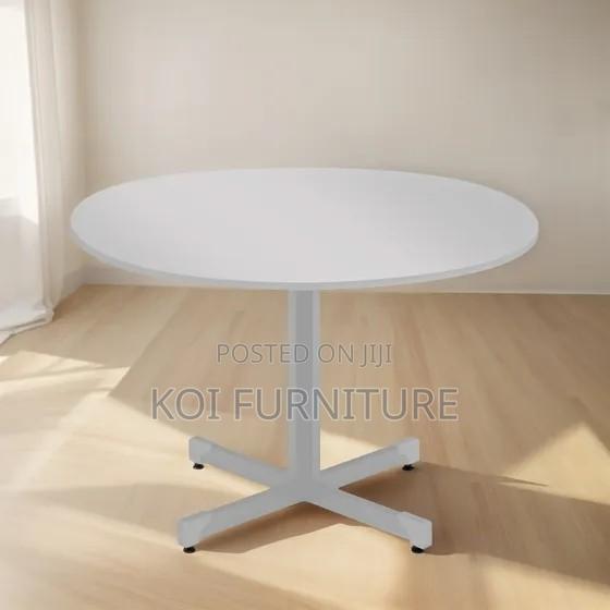 Office Table : White 1.2m Round Meeting Table