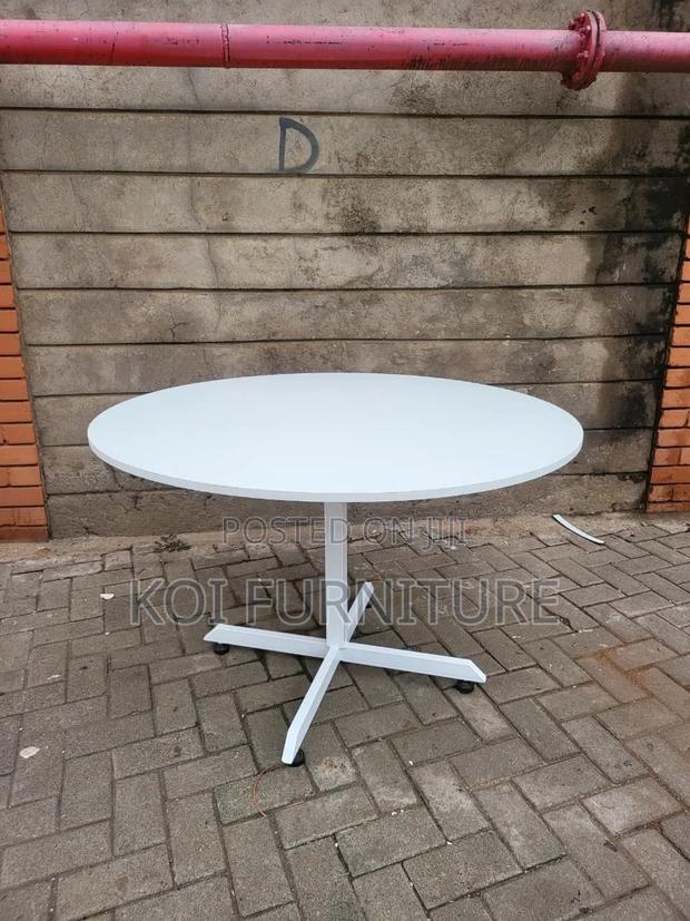 Office Table : White 1.2m Round Meeting Table - thumbnail 2