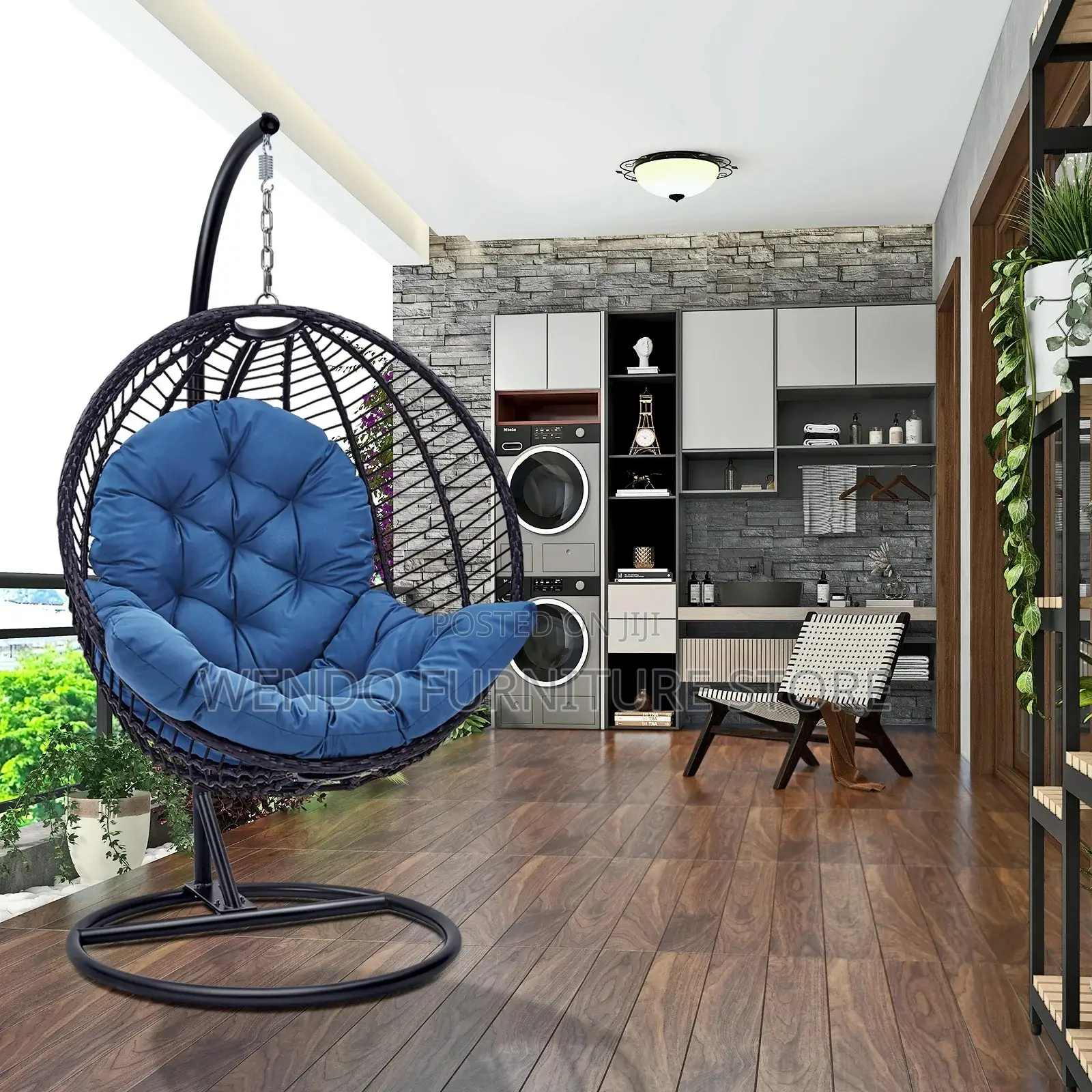Home Chairs; Hammock Chair With Leather Tuffed Backrest