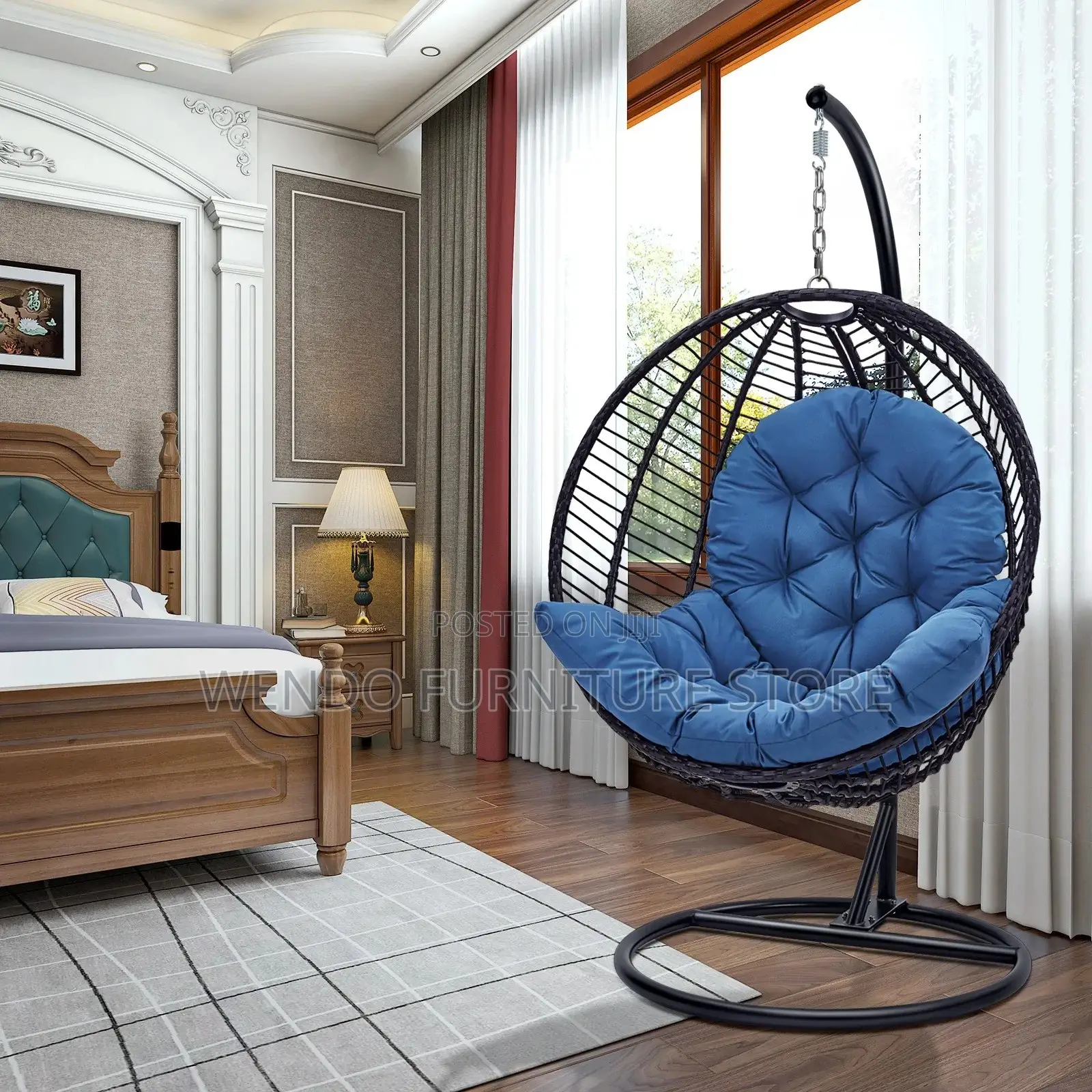 Home Chairs; Hammock Chair With Leather Tuffed Backrest
