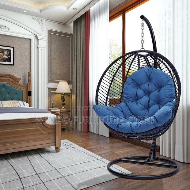 Home Chairs; Hammock Chair With Leather Tuffed Backrest - thumbnail 7