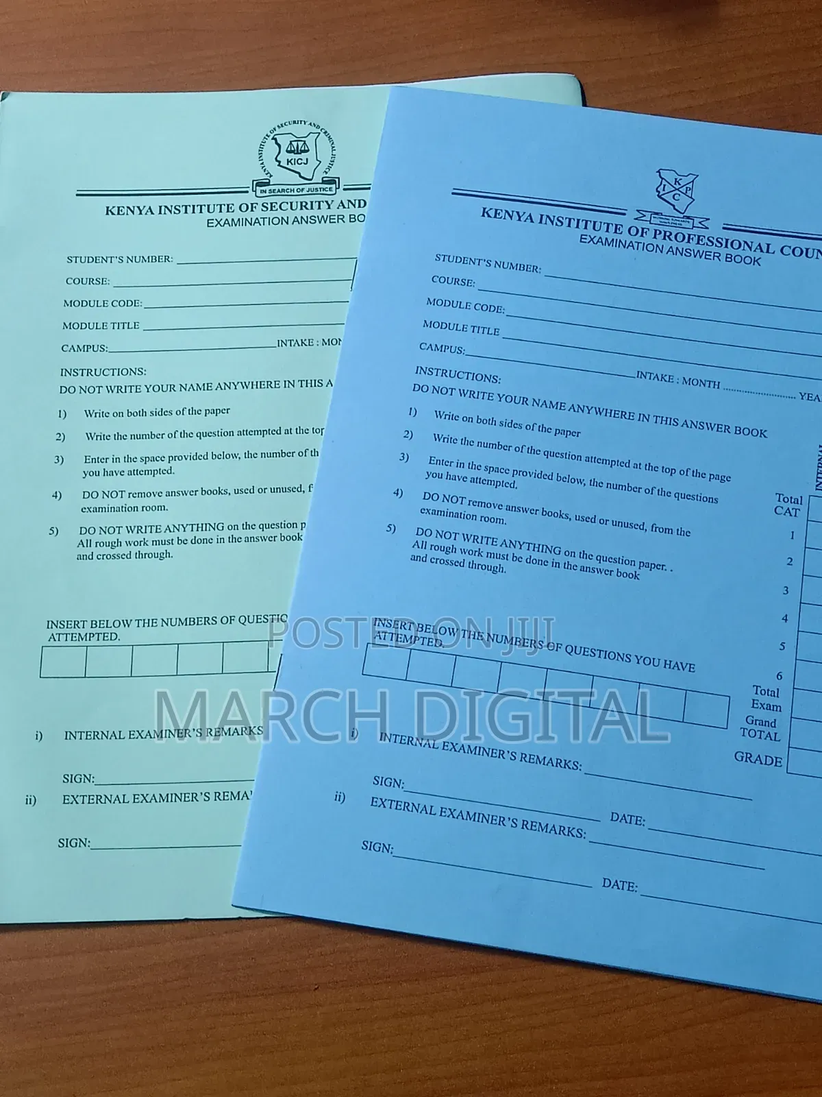 Exam Booklet Printing