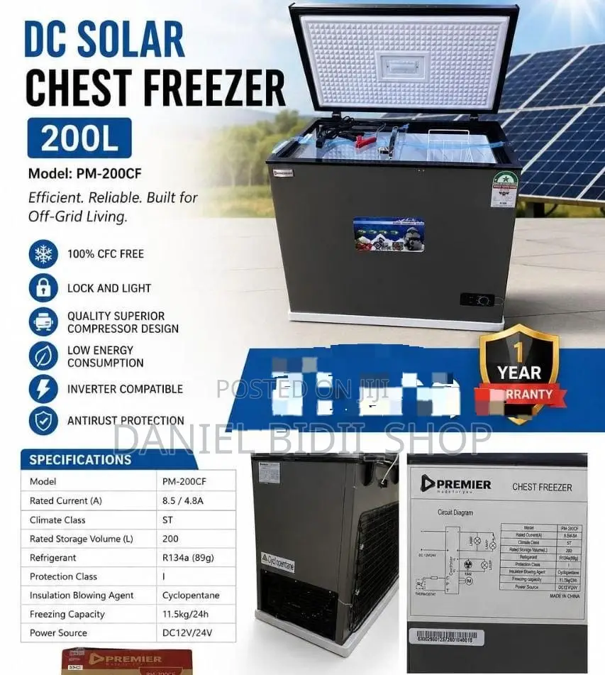 Dc Solar Chest Freezer 200ltrs 12v 24volts