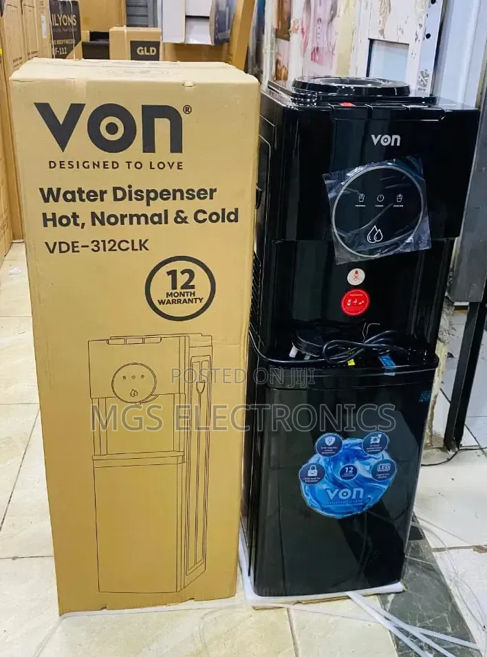 Von Hot,Normal and Cold Water Dispenser Vde-312clk Top Load