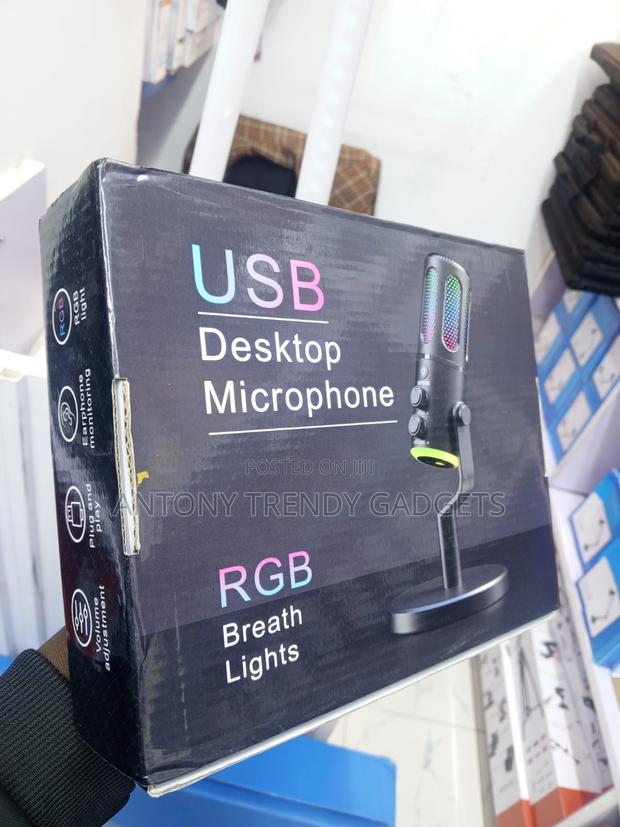 Usb Condenser Microphone With RGB Lights for Gaming Streaming - thumbnail 3