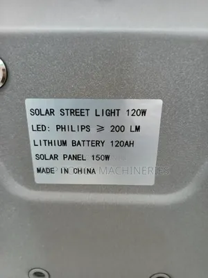 Heavy Duty Solar Street Light 120w, Solar 150w, Led 200 Lumens, 120ah