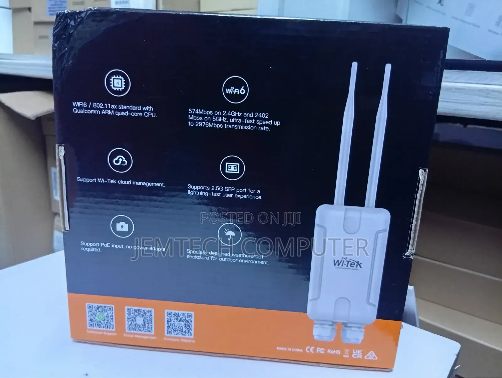 Wi-Tek Ax3000 Wi-Fi 6 Outdoor Cloud Wireless Access Point.