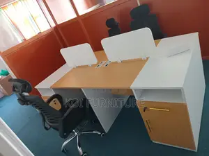 Office Desk : 4-Person Wooden Workstation Desk