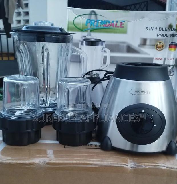 Primdale 3-in-1 Stainless Steel Blender With Glass Jar