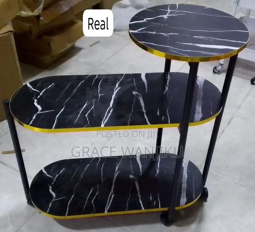 60x30x67cm 3 Layer 2 Oval Round Top Trolley Rack Table