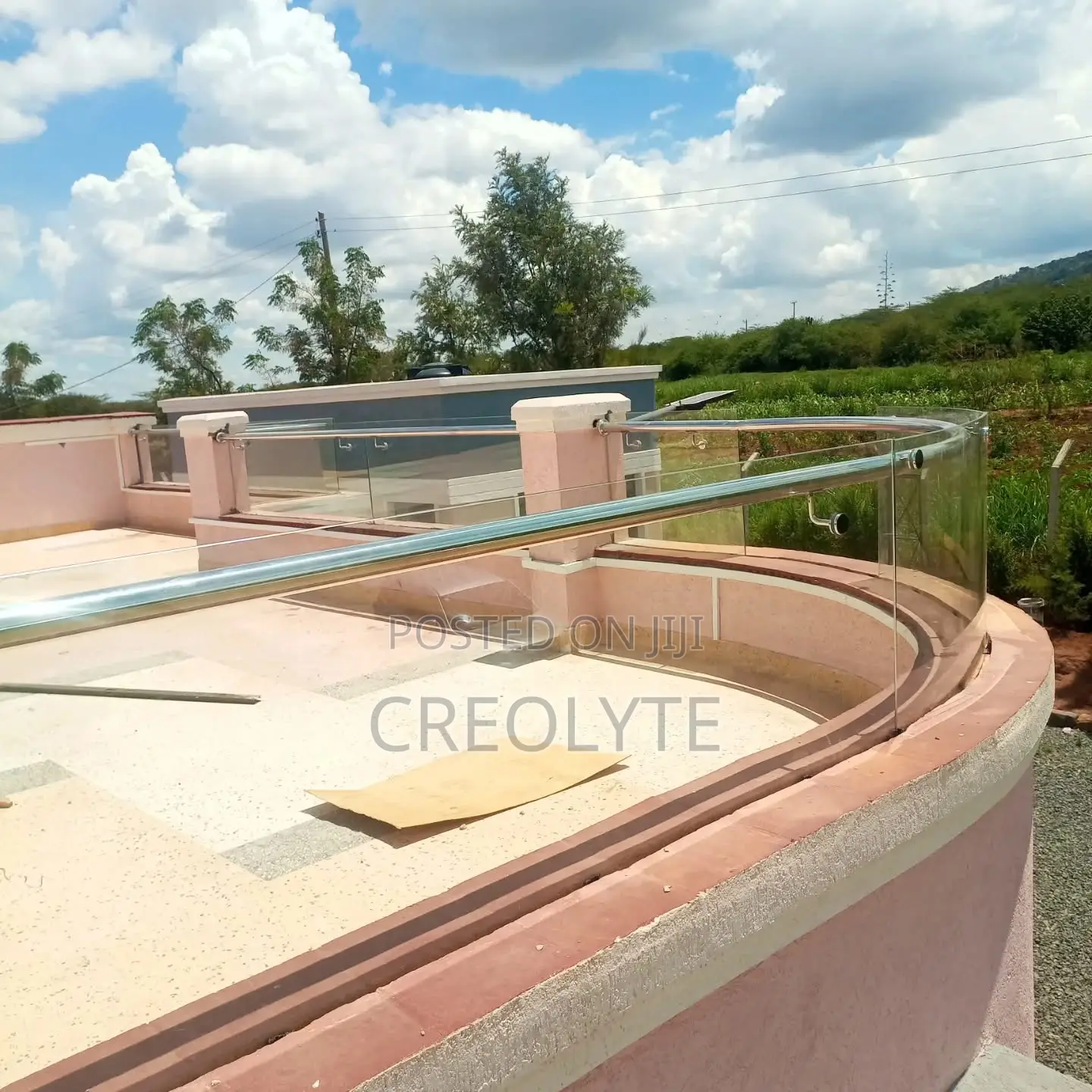 Curved Frameless Glass Balustrade With Stainless Steel Handrail