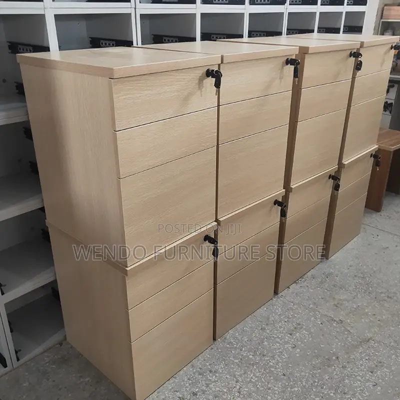 Office Cabinet; Three Doors Pedestal Modern Wooden Cabinet