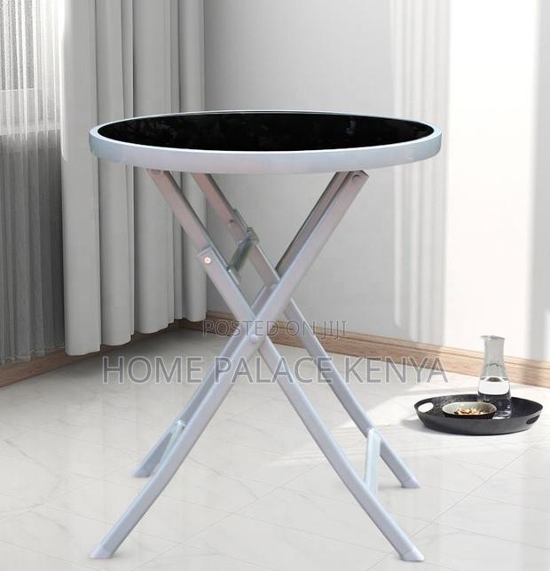 Foldable Table: Patio Table With Glass Top and Light Aluminum Frame - thumbnail 2