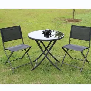 Foldable Table: Patio Table With Glass Top and Light Aluminum Frame
