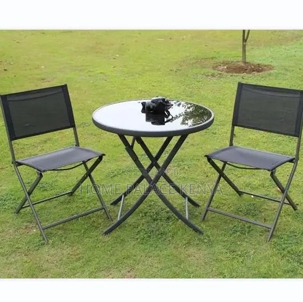 Foldable Table: Patio Table With Glass Top and Light Aluminum Frame