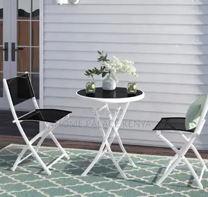 Foldable Table: Patio Table With Glass Top and Light Aluminum Frame