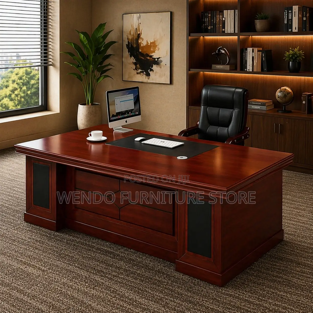 Office Desk; 1800mm Brown Executive Mahogany Desk