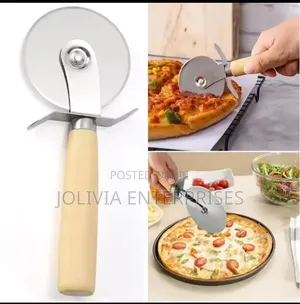 Stainless Steel Dough/Pizza Cutter With Bamboo Handle