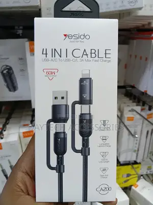 Yesido Ca200 60w 4 in 1 Braided Charging Data Cable - 1.2m