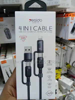 This Is a Yesido Ca200 4-in-1 Multi-Functional Fast Charging Cable