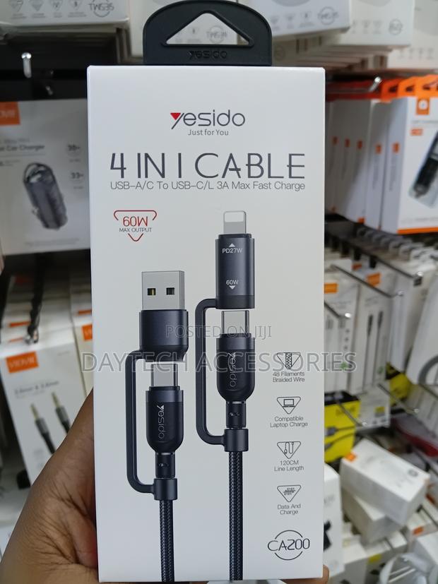 This Is a Yesido Ca200 4-in-1 Multi-Functional Fast Charging Cable