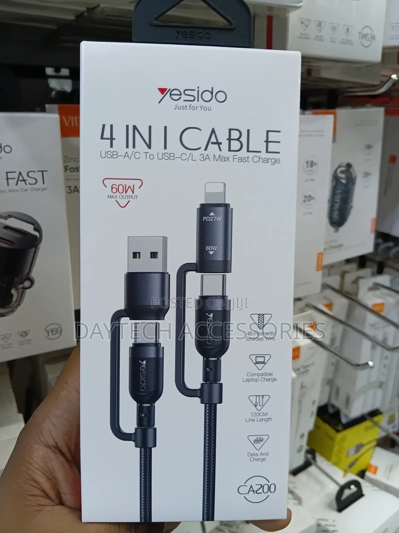 This Is a Yesido Ca200 4-in-1 Multi-Functional Fast Charging Cable