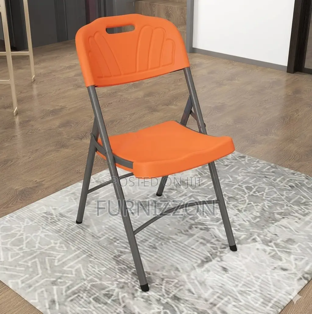 Orange Plastic Foldable Chair - For Outdoor Use