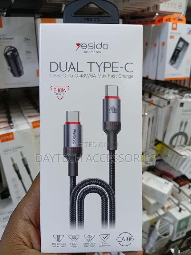 This Is a Yesido Ca186 240w Dual Type-C Data Cable. - thumbnail 3