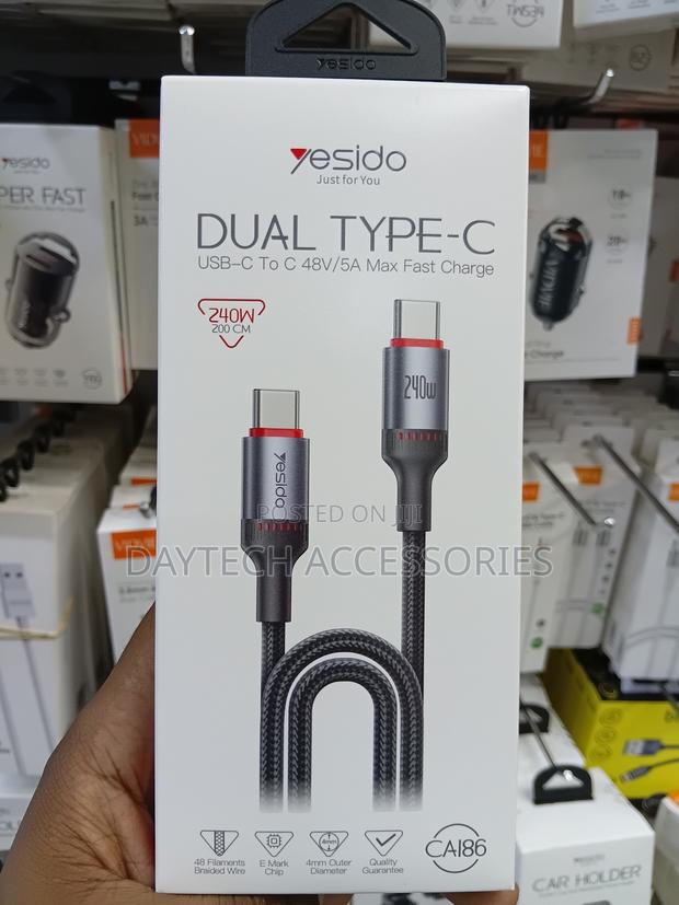 This Is a Yesido Ca186 240w Dual Type-C Data Cable. - thumbnail 4