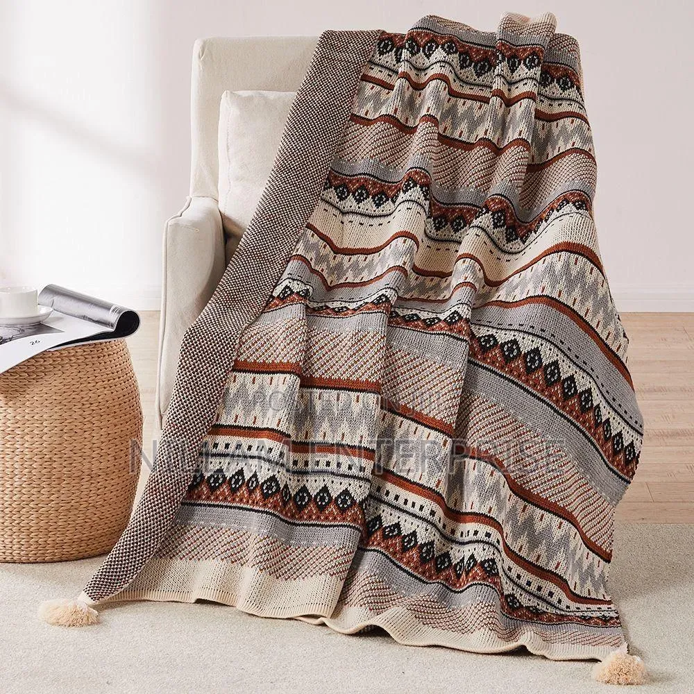 Bohemian Knitted Throw Blankets