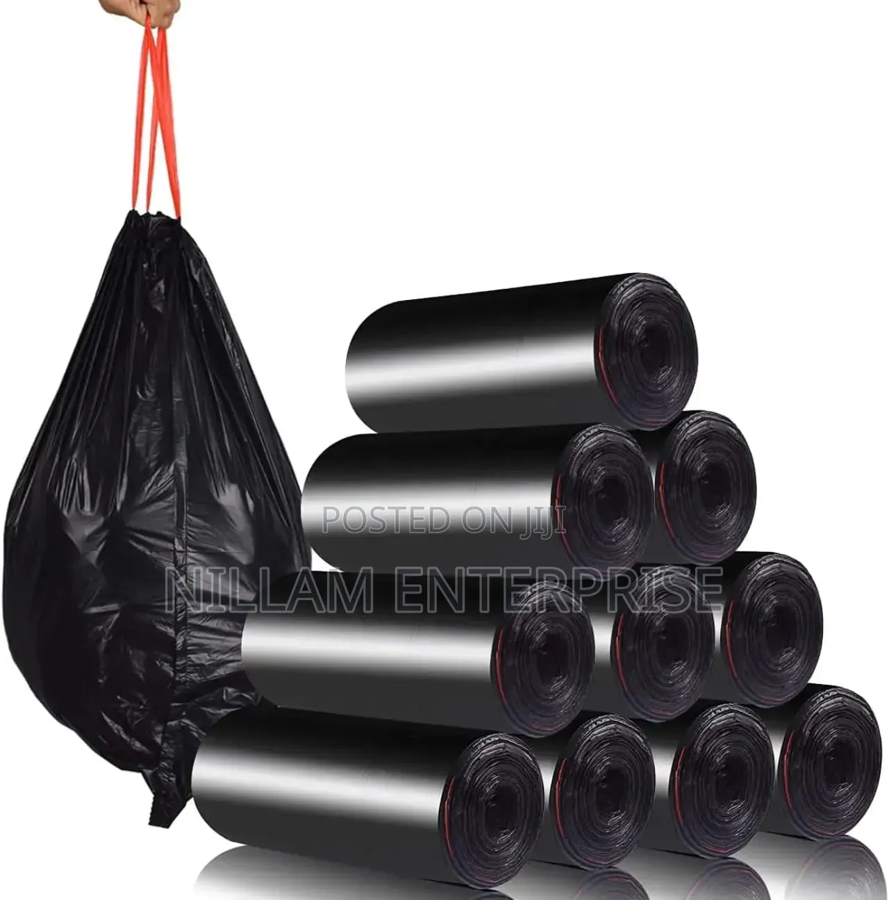 100pcs Extra Strong Trash Bags With A Drawstring