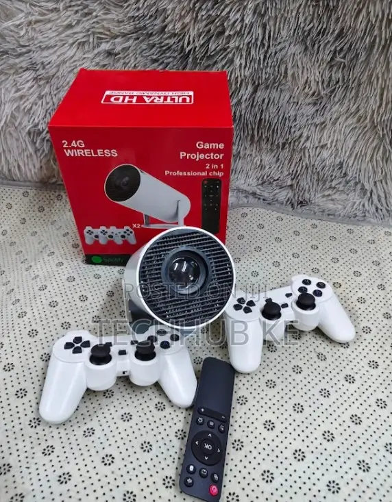 Hy300 Wifi 6 Smart Projector With 2 Wireless Game Controllers Support