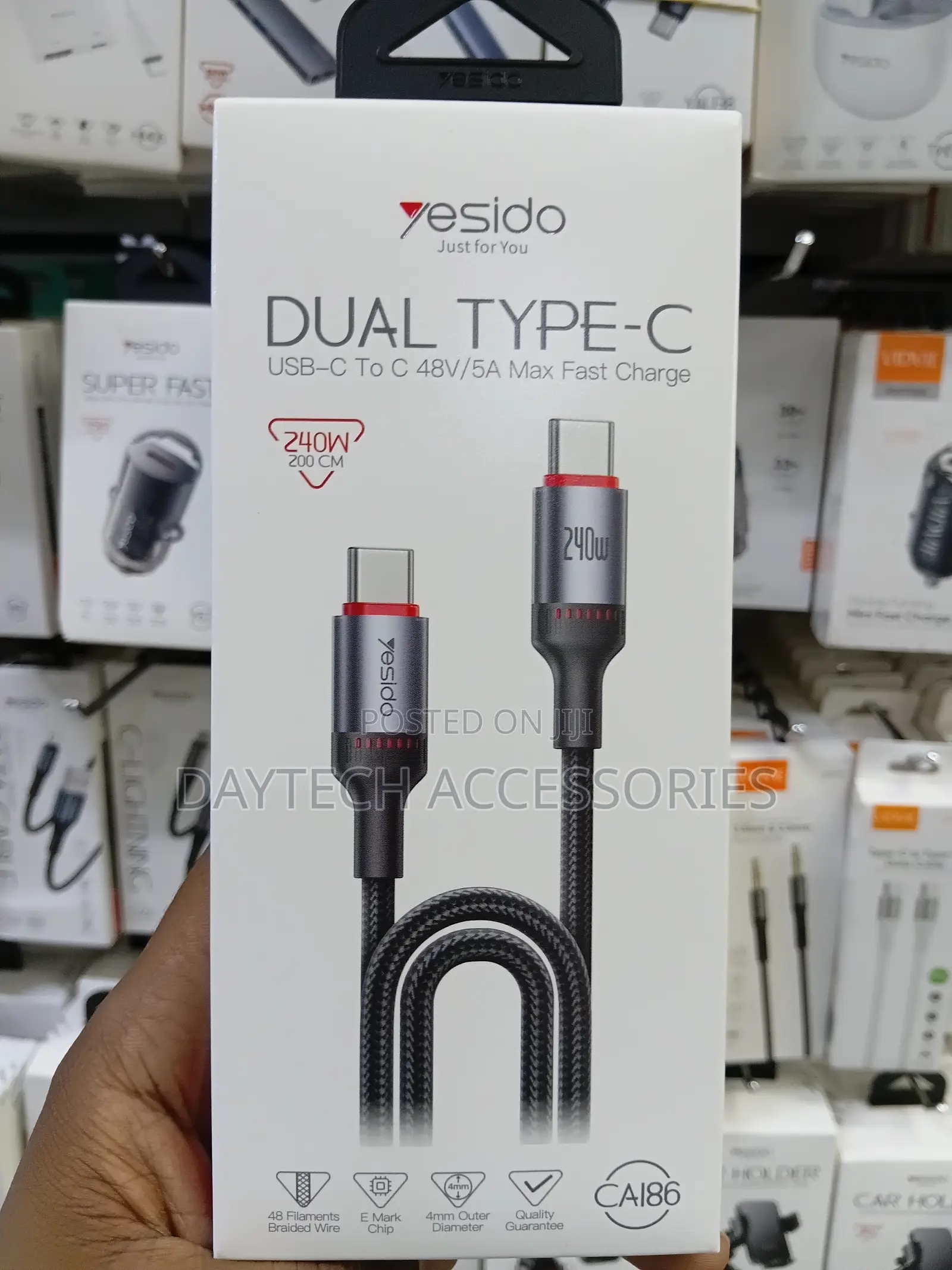 Yesido Ca186 Usb-C to Usb-C Cable for Fast Charging Up to 240w.