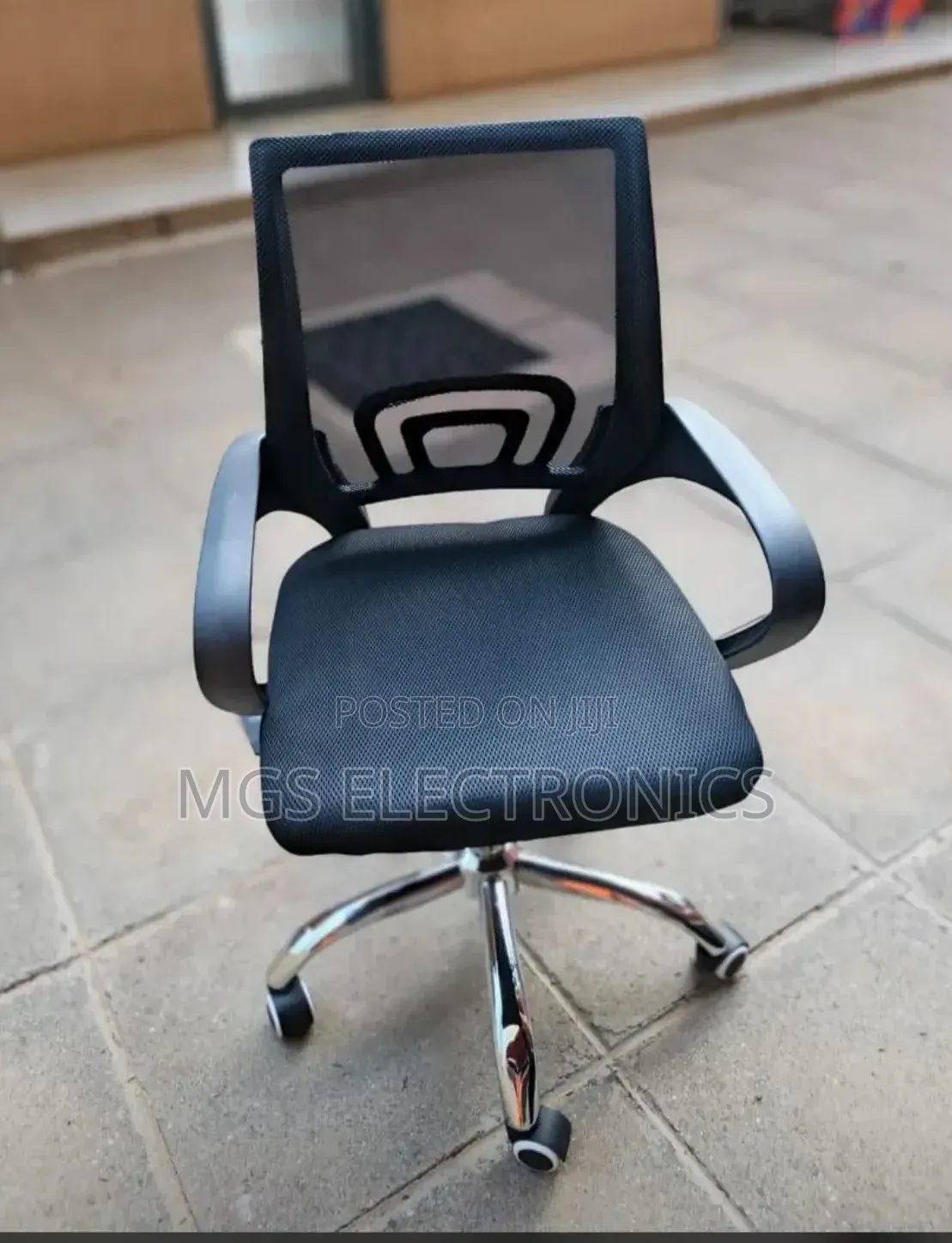 Secretarial Mesh Office Chair ~ Ergonomic Fabric Seat With Lumbar Supp