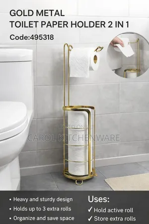 Gold Metal Toilet Tissue Holder 2 in L / Tissue Holder