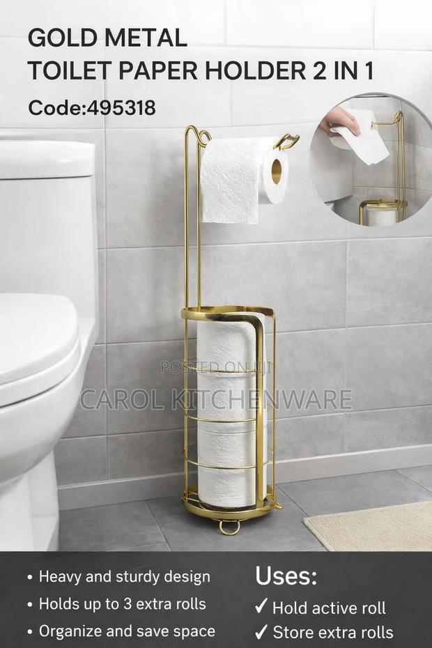 Gold Metal Toilet Tissue Holder 2 in L / Tissue Holder