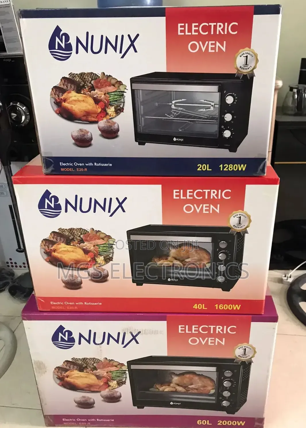 Nunix 4 Knob Settings 40 Litres Electric Rotisserie Oven