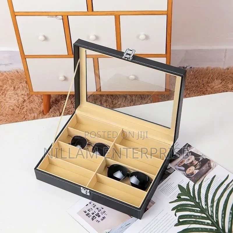8 Sots High Quality Pure Leather Sunglasses Organizer Box*