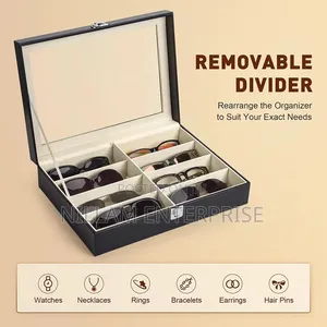 8 Sots High Quality Pure Leather Sunglasses Organizer Box*