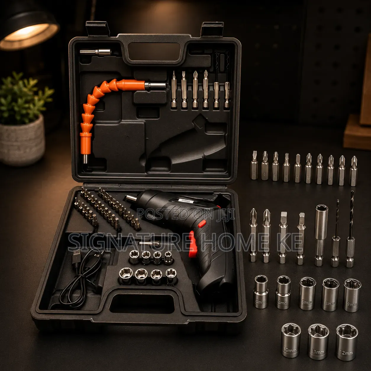 47pc Rechargeable Drill Screw Driver Tool Box Set