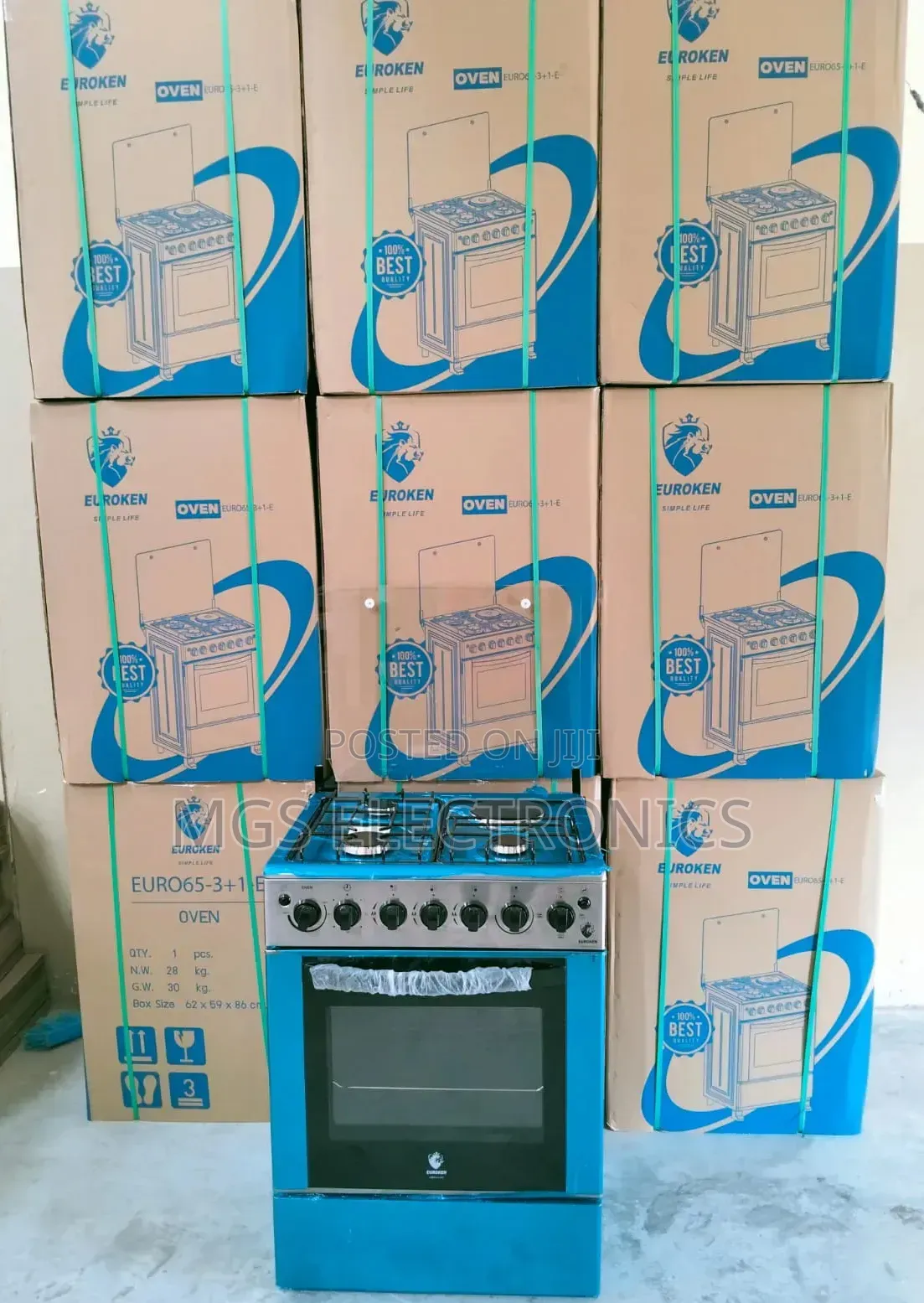 60*65 Euroken 3+1 Standing Cooker With Electric Double Heater Oven