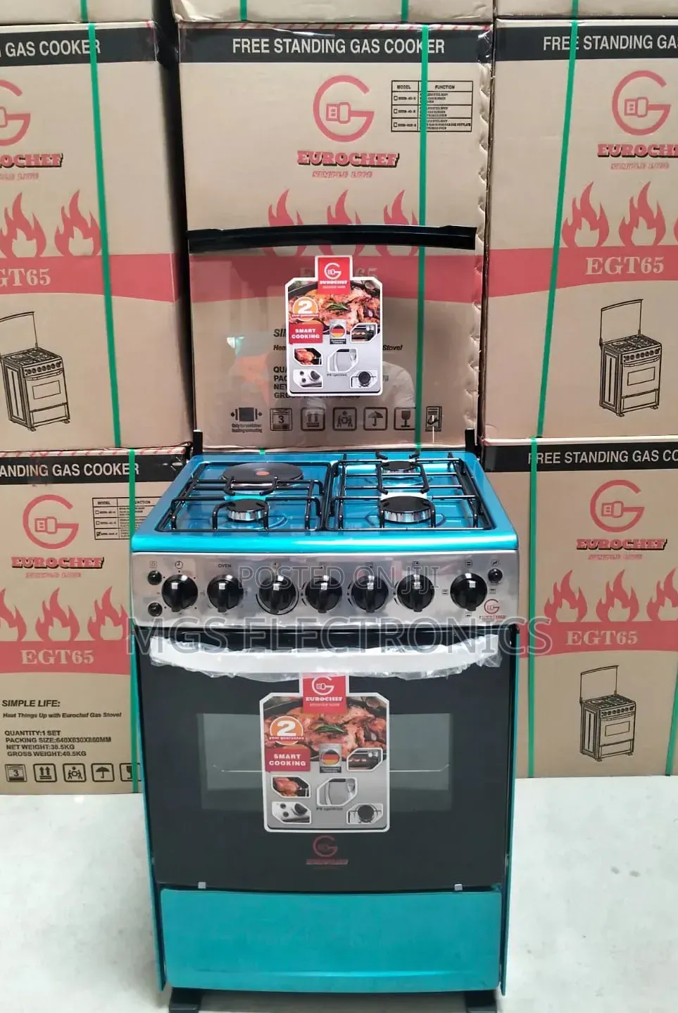 60*65 Eurochef Free Standing 3 Gas Burner +1 Electric Cooker