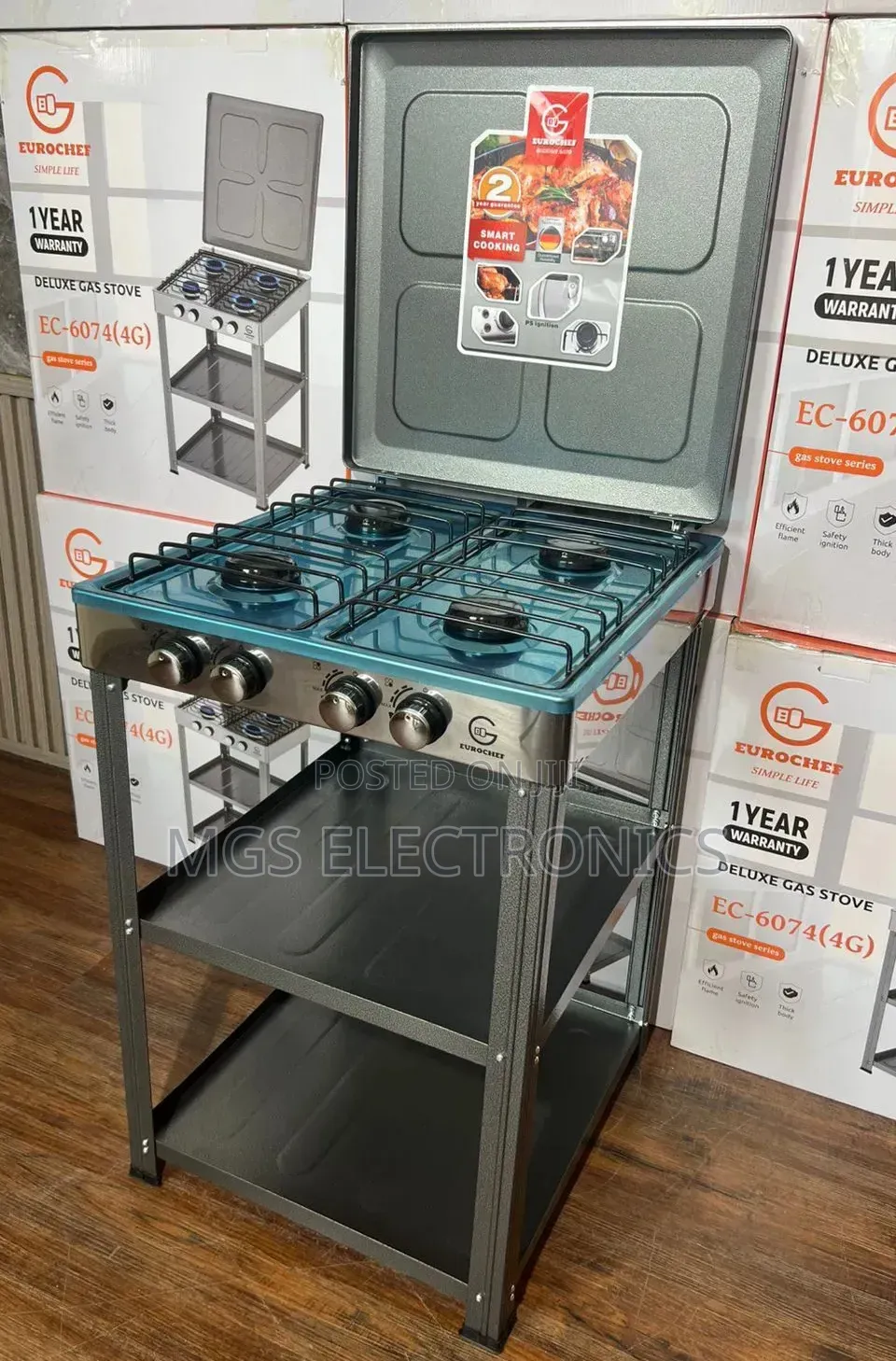 Eurochef Full Gas Standing Cooker With Shelves