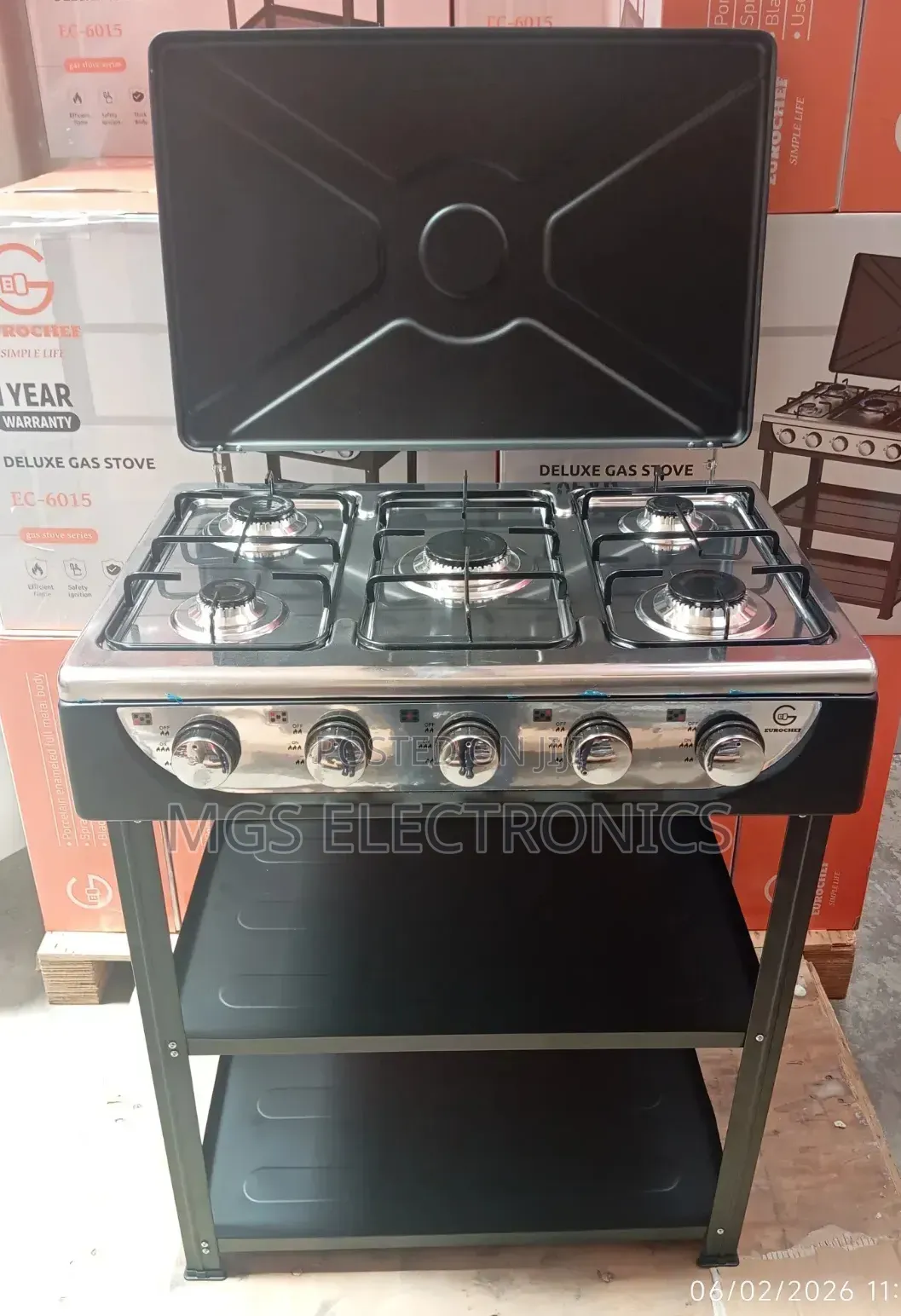  
Eurochef 5 Burner Standing Cooker With Shelves