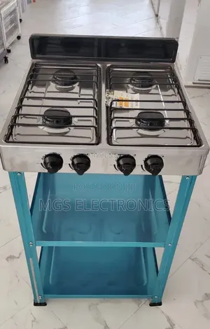Rebune Four Burner Standing Gas Stove With Shelves