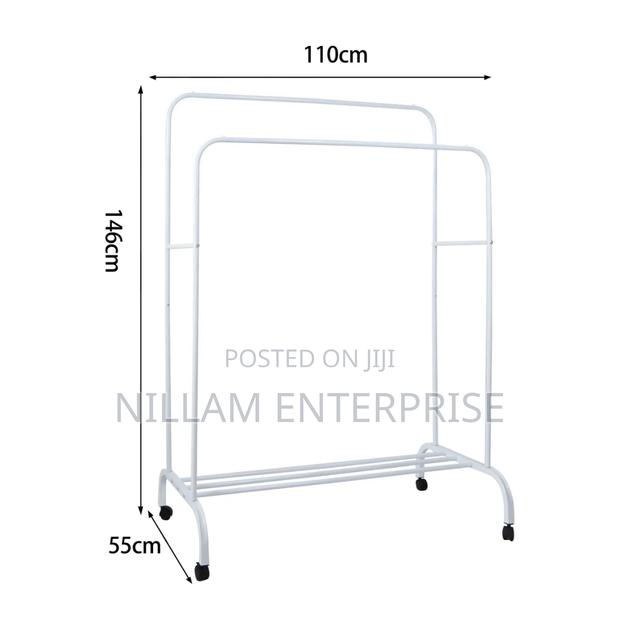 Double Pole Clothing Rack With Wheels - thumbnail 3