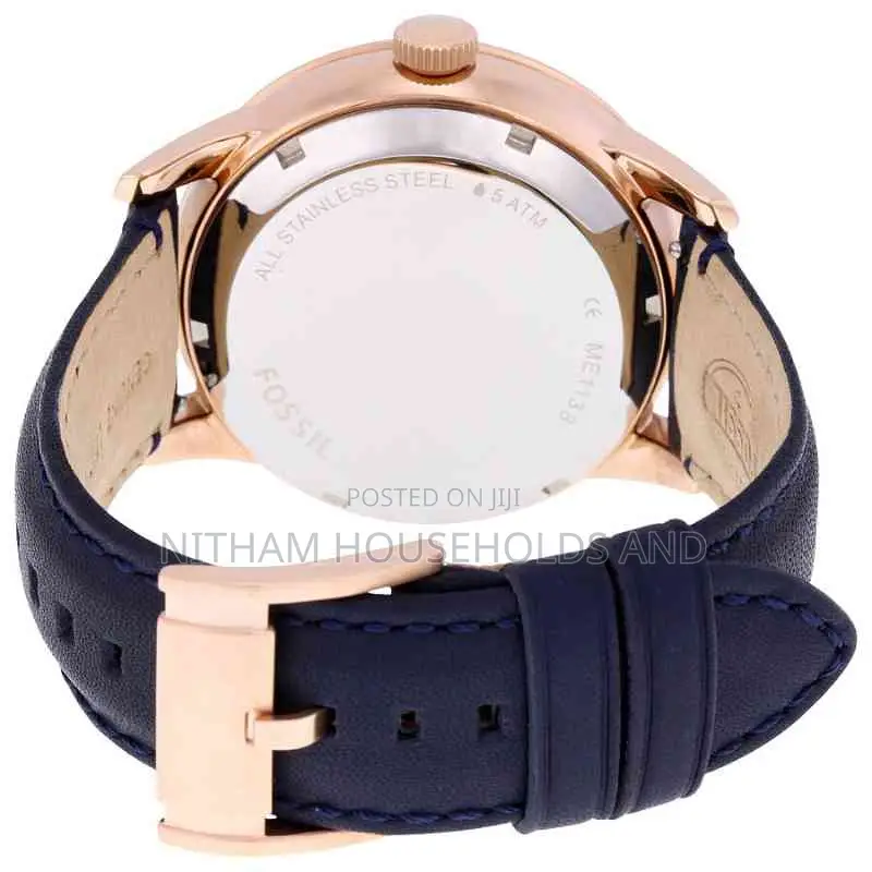 Fossil Me1138 Townsman Multifunction Navy Leather Watch for Men