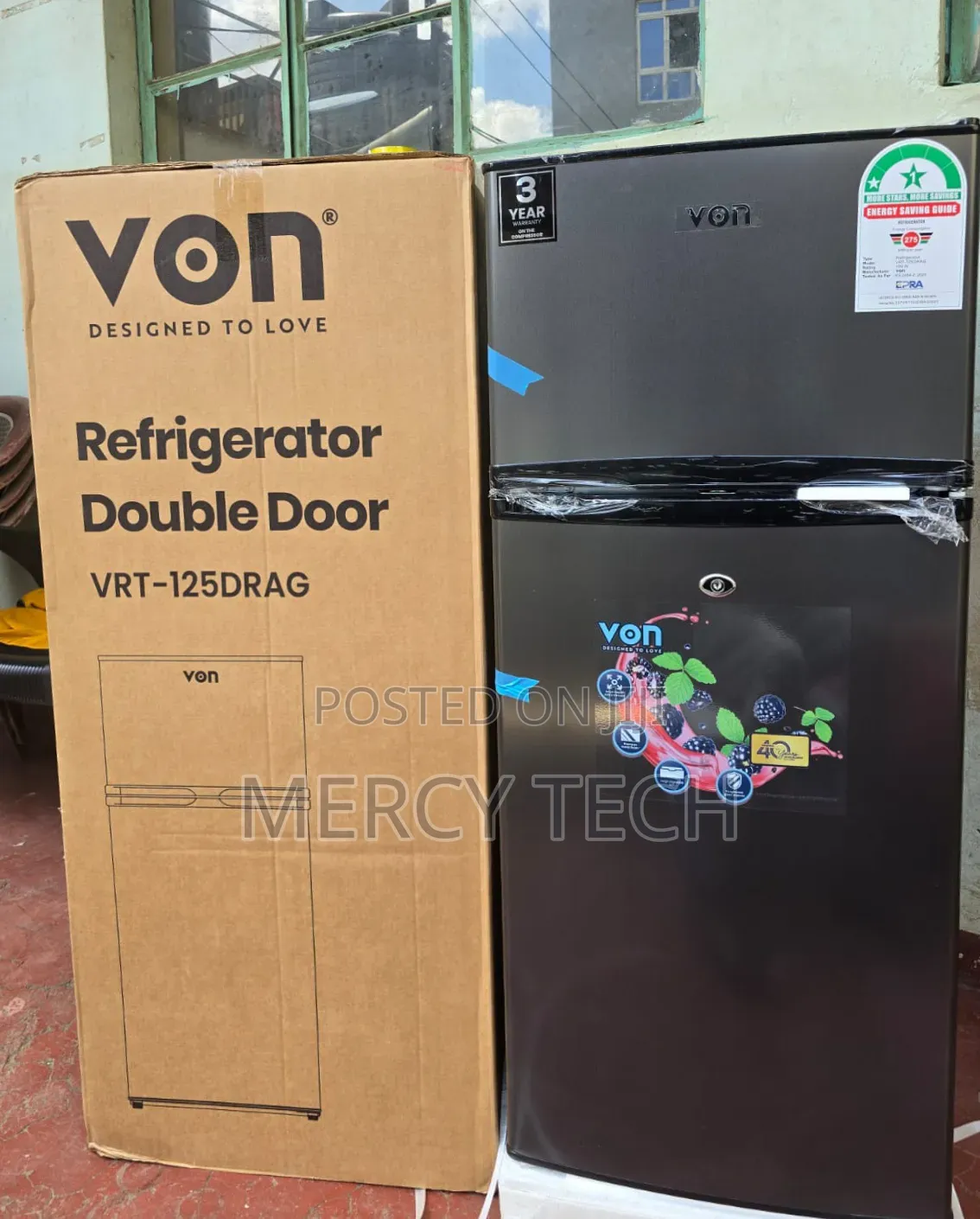Von 125l Double Door Refrigerator